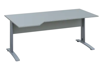 EZK 28 - 184 stůl kancelářský, rohový, levý, kovová podnož stříbrná, deska 25 mm, široký 1800 mm, šedá